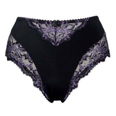 Plaisir Lingerie Beate-midialushousut Black & Violet (ENNAKKOTILAUS 13.9.) Normaalikorkeat alushousut Beate-sarjaan. 40-56 144-29/VIO