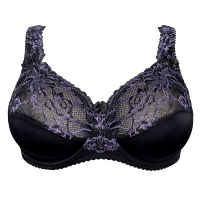 Plaisir Lingerie Beate UW Soft Full Cup -rintaliivit Black & Violet (ENNAKKOTILAUS 13.9.) Kaarituettu, toppaamaton, joustopitsinen täyskuppiliivi. 80-110 D-H 619431-29/VIO