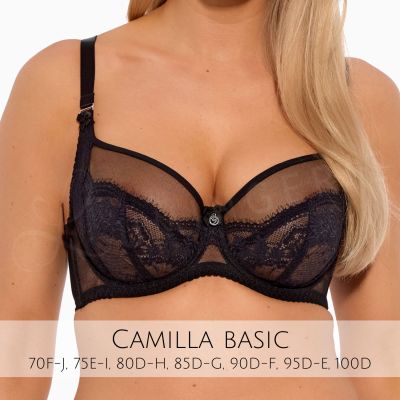 Gaia Lingerie Camilla Soft -rintaliivit Black Kaarituettu, toppaamaton lähes täyskuppinen balconetteliivi. 70-105, D-L BS-1262-CZA-S16