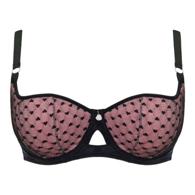 Curvy Kate Boost Heartbreaker UW Padded Balcony -rintaliivit Black/Pink Kaarituettu, topattu push up -balconette sydänkuosilla. 65-105, E-M CK-092-106-BPK