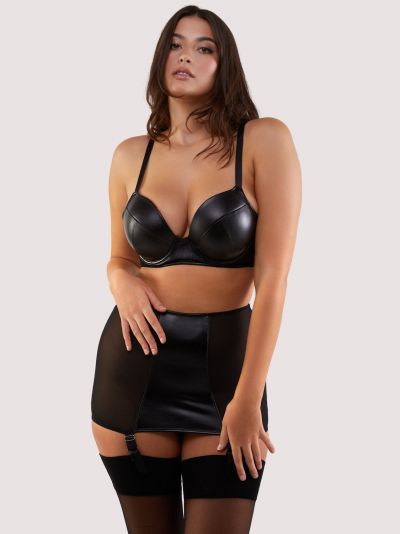 Playful Promises Iris UW Padded Plunge -rintaliivit Black Leatherette Kaarituettu, topattu plungeliivi keinonahkamateriaalista. 65-100, D-K PP-3316-BLE