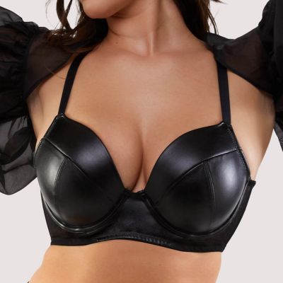 Playful Promises Iris UW Padded Plunge -rintaliivit Black Leatherette Kaarituettu, topattu plungeliivi keinonahkamateriaalista. 65-100, D-K PP-3316-BLE