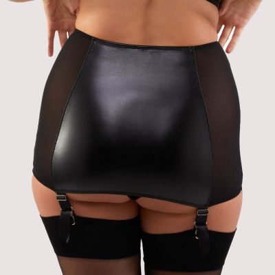 Playful Promises Iris Roll-On Girdle -sukkanauhaliivi Black Leatherette (ENNAKKOTILAUS 18.9.)  38 - 54 PP-SB-3316-BLE