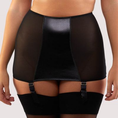 Playful Promises Iris Roll-On Girdle -sukkanauhaliivi Black Leatherette (ENNAKKOTILAUS 18.9.)  38 - 54 PP-SB-3316-BLE