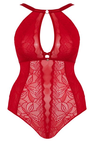 Scantilly by Curvy Kate Opulence -pitsibody Ruby Red Kaaritueton body säädettävillä olkaimilla E-L-kuppikolle. S/36-38 - 2XL/52-54 ST-038-704-RBB