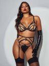 Playful Promises Ramona UW Strap & Mesh -rintaliivit Black Leatherette-thumb Kaarituettu, toppaamaton meshliivi remmiyksityiskohdilla. 65-100, D-K PP-3220-L