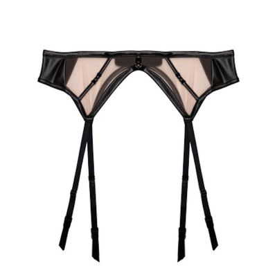 Playful Promises Ramona Strap & Mesh HW -sukkanauhavyö Black Leatherette (ENNAKKOTILAUS 18.9.)  38 - 54 PP-SB-3220-L